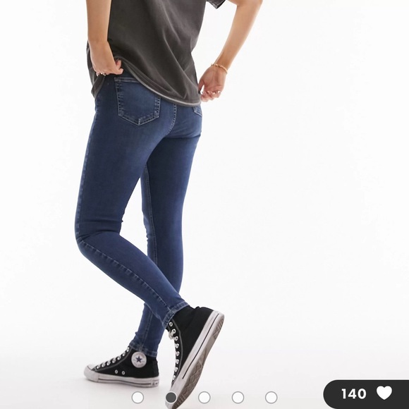 Topshop Jamie High Waisted Jeans in Rich Blue - Picture 4 of 10